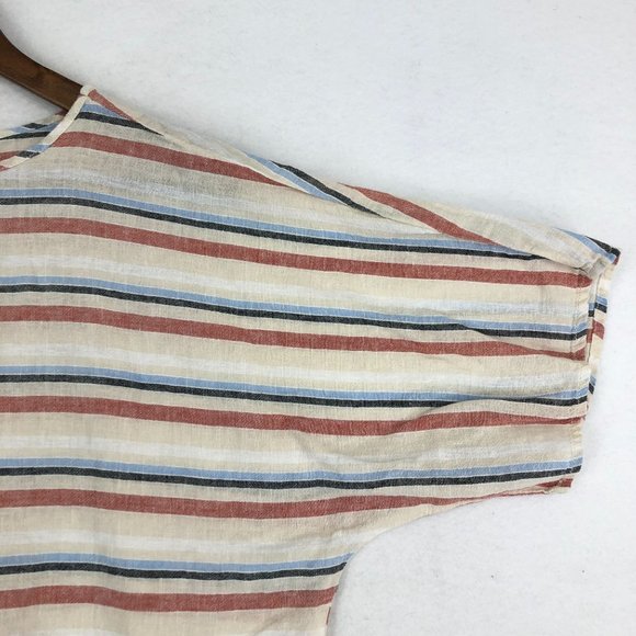 BeachLunchLounge Women's Size XS Multicolor Striped Linen Blend Top Oversized - Picture 3 of 9